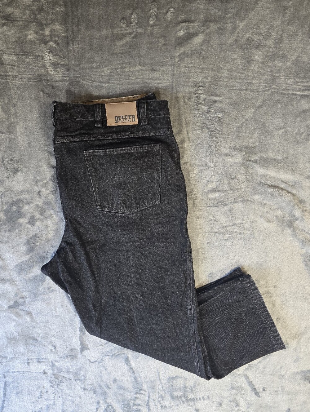 Duluth Trading Co Ballroom Black Denim Jeans Size 48x30 Relaxed Fit Heavy